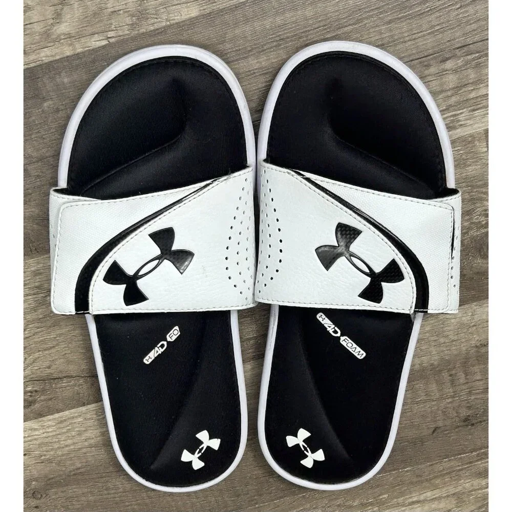 Under Armour UA Ignite VI Slide Sandal Color Black / White Size 8 M US Sporty